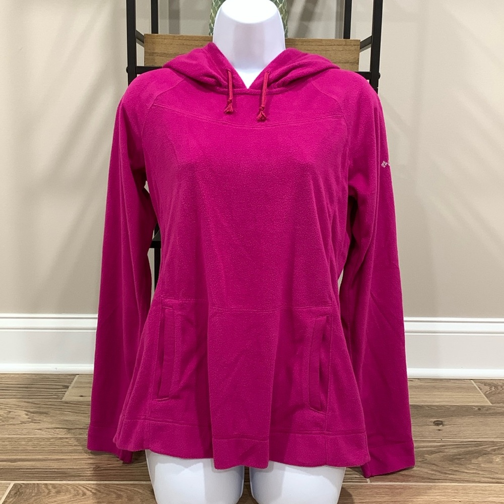 COLUMBIA Hot Pink Hooded Fleece Pullover S